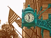 Marshall Field’s famous clock on Washington & State St., Chicago